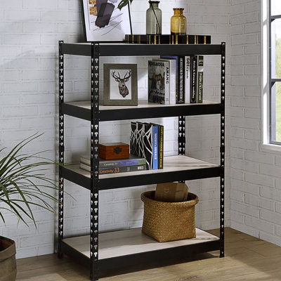 4 Tier Rectangular Bookcase With Adjustable Shelves