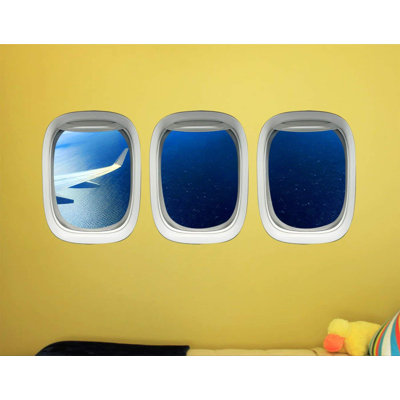 Décalcomanie murale fenêtre avion