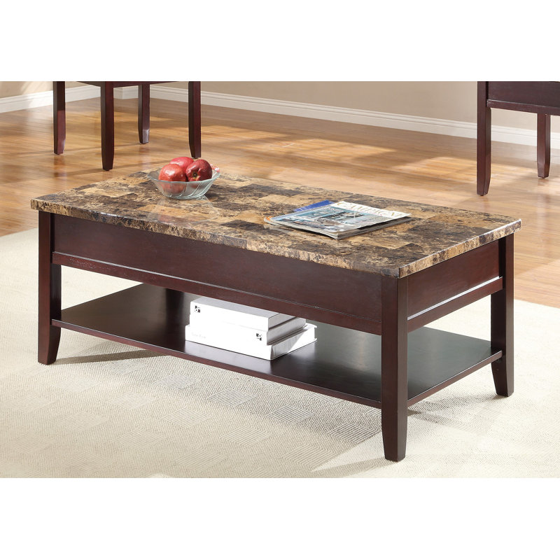 Table de cocktail en bois à plateau relevable avec plateau de rangement 1pc