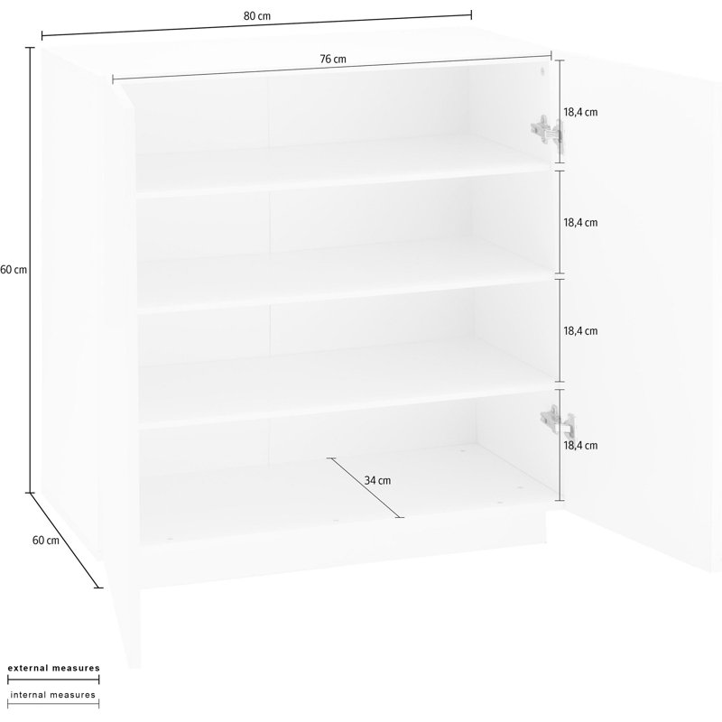 Taki 16 Pair Shoe Storage Cabinet, White