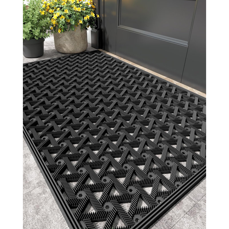 Non-Slip Outdoor Doormat, Black, 31.5" W x 48" L