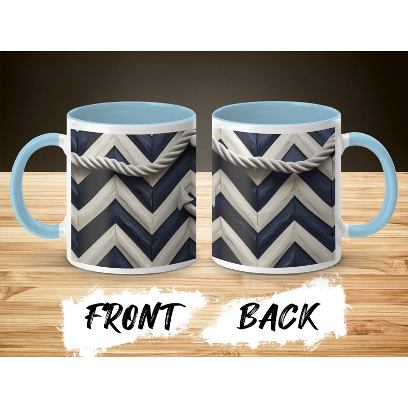 Chevron 11oz Accent Coffee Mug, Light Blue