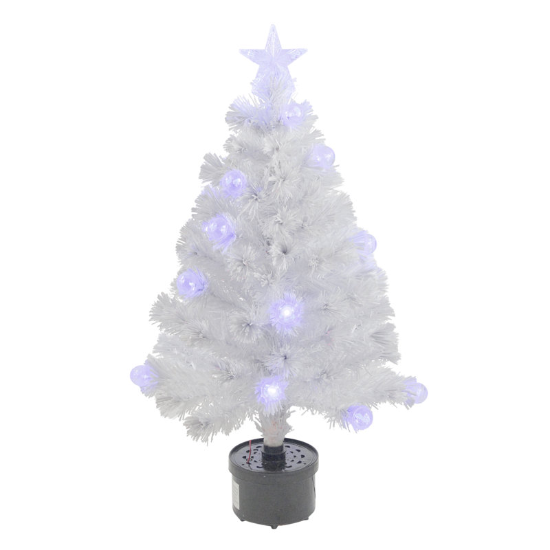 Arbre de Noël artificiel blanc 3 pi avec lumières blanches