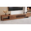 Adjustable Width TV Stand Cabinet in Walnut, 2m-2.6m, with Cable Ports & Large Storage, for 75-100 Inch Televisions