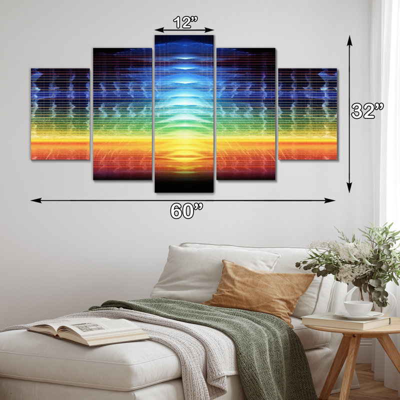 Waveform Spectrum Abstract Resonances X - Formes abstraites, reproduction sur toile - 5 panneaux