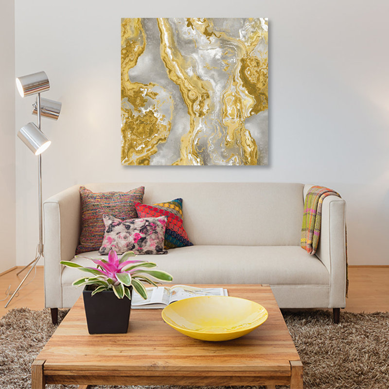 «Onyx Golden», impression sur toile, H 12 po x l 12 po x P 1,5 po, Pas de tapis, Toile tendue