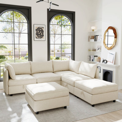 Modular Sectional Sofa, Convertible Sofa Seat With Storage, Sleeper Sectional Sofa Set, Fabric Flexible Modular Combinations For Living Room