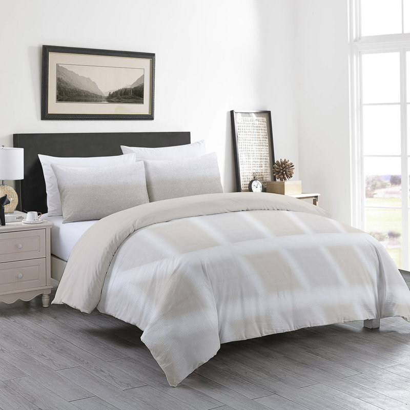  Ensemble de housse de couette et taie décorative réversible 100% coton certifié GOTS, beige