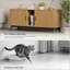 Enceinte de litière pour chat 2 chats, litière cachée 59 po avec porte coulissante et tapis, table d'appoint en bois pour meuble télé-130464718