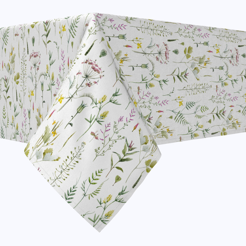 Rectangular Tablecloth, 100% Cotton, 52X104", Botanical Stripe, 84" L x 52" W