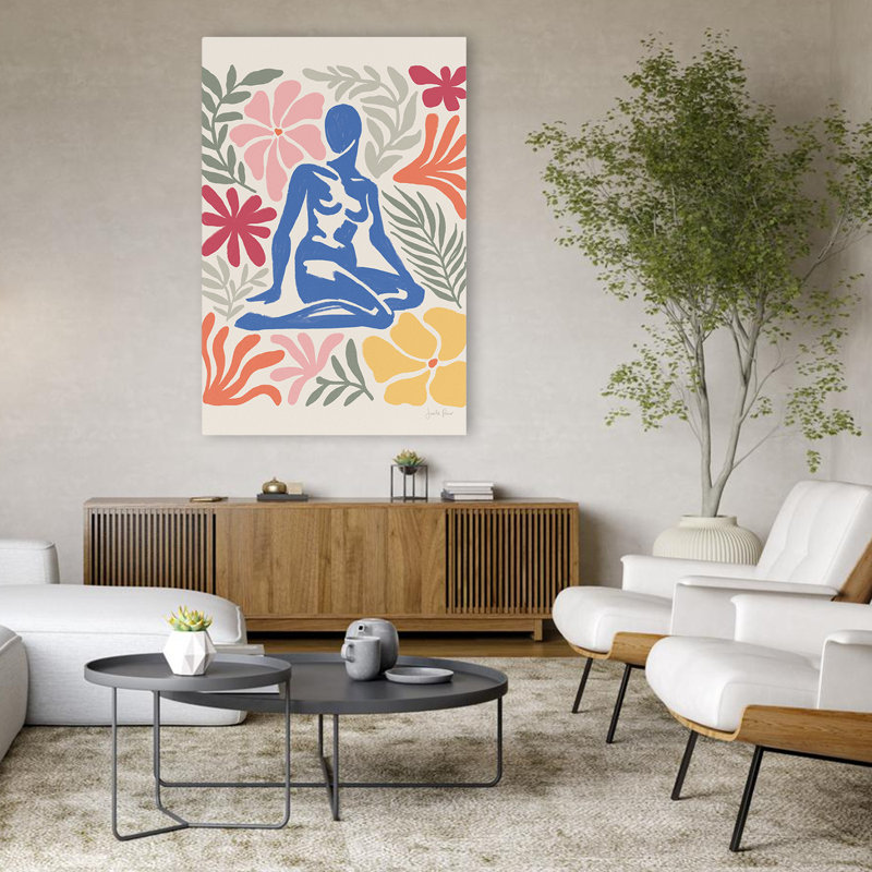 Jardin Mid-Century moderne et bohème abstrait II, H 48 po x l 32 po