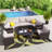 9-Piece Outdoor Half-Moon Wicker Conversation Sets With 1 Nesting Coffee Table And Tempered Glass Top