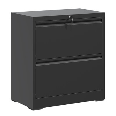 Modern 2-Drawer Lateral File Cabinet with Lock - Secure Steel Storage for Letter/Legal Files by Latitude Run
