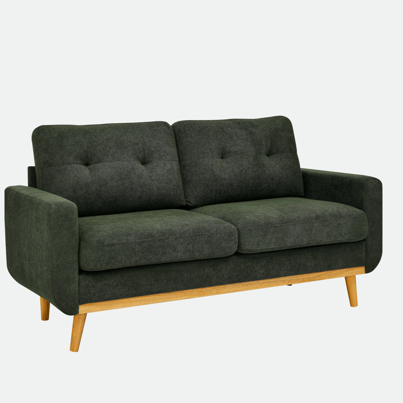 Canapé capitonné 67,7 po de largeur avec pieds en bois, Green