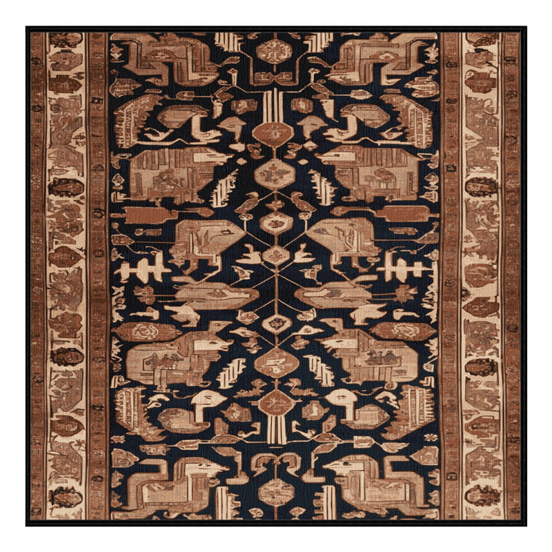 Machine Washable Persian Brown Area Rug, Square 6'
