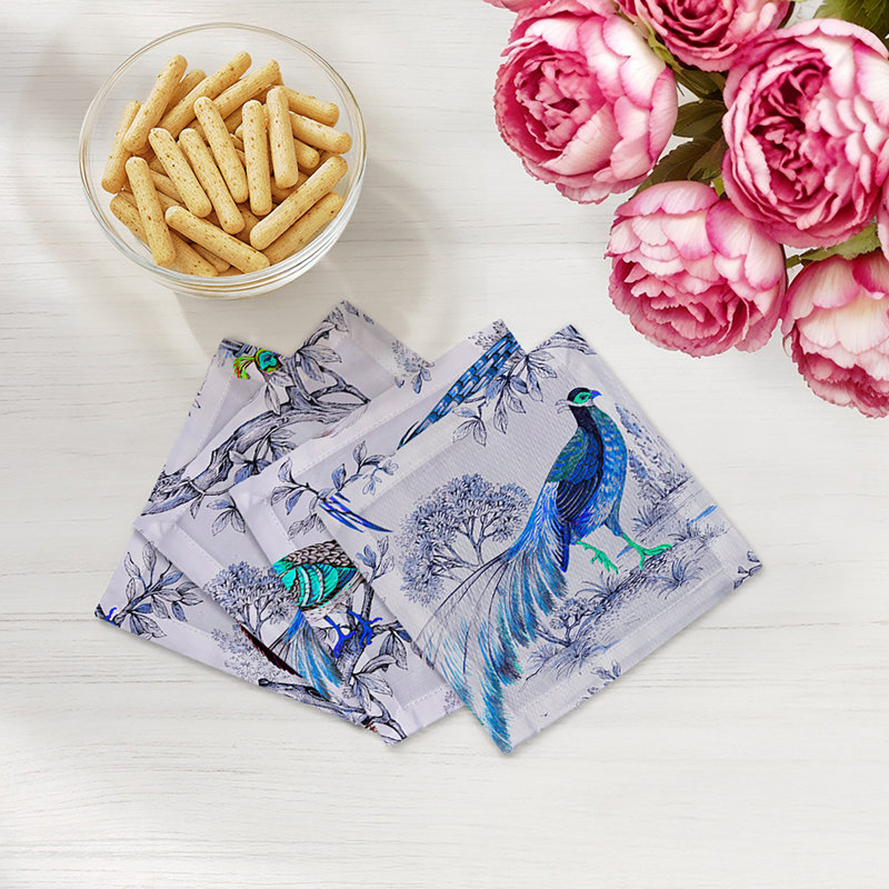 Pheasant Fall Sauvage Cotton Sateen Cocktail Napkins, Calme