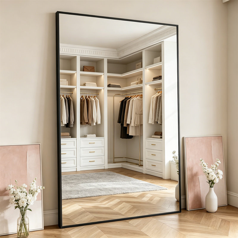Full Body Floor Mirror, Bedroom Full Body Mirror With Bracket, Can Be Tilted, Standing Or Hung Horizontally/Vertically For Use