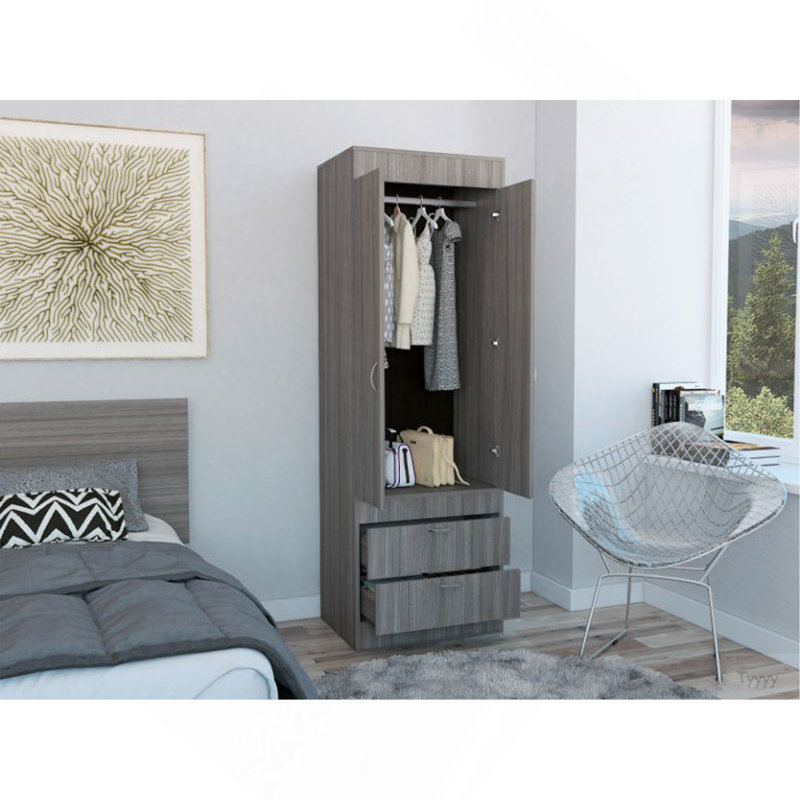 Armoire 2 tiroirs gris clair, Gris clair