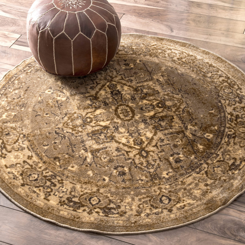 Tapis oriental naturel touffeté Deckland, Rond 5 pi