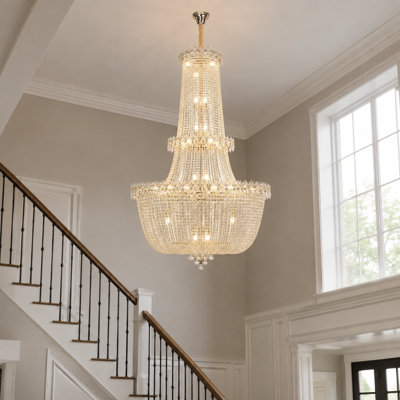 Lustre Empire en cristal à 16 lumières, à intensité variable et à niveaux multiples