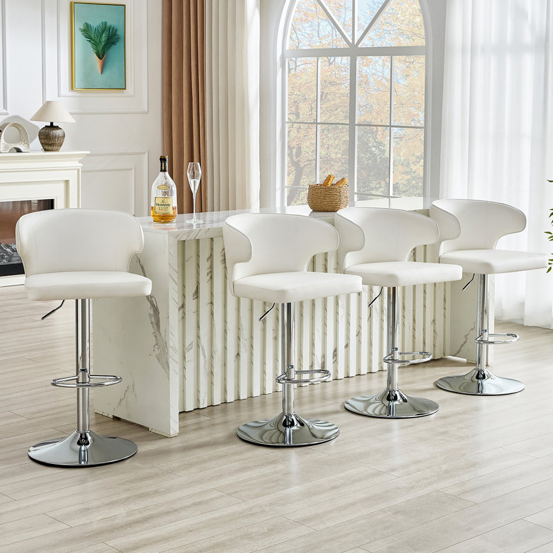 Chaise de bar pivotante réglable moderne avec support à haut dossier, Argent