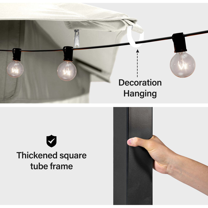 10' x 20' Heavy Duty Outdoor Gazebo, Double Roof Patio Canopy with Privacy Curtains & Mosquito Netting, Galvanized Steel Frame for Backyard Party BBQ
