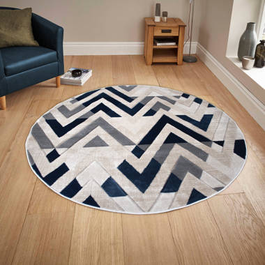 Wohnzimmer, Creme Runder Shard für Grau Geometrisches Teppich Isabelline & Kurzflor - Rund Bewertungen Muster Schlazimmer -