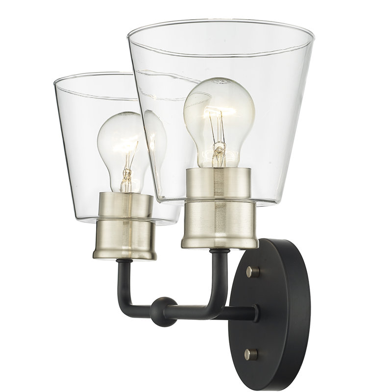 3 lumières 23 po Éclairage pour meuble-lavabo moderne noir mat et doré, 2