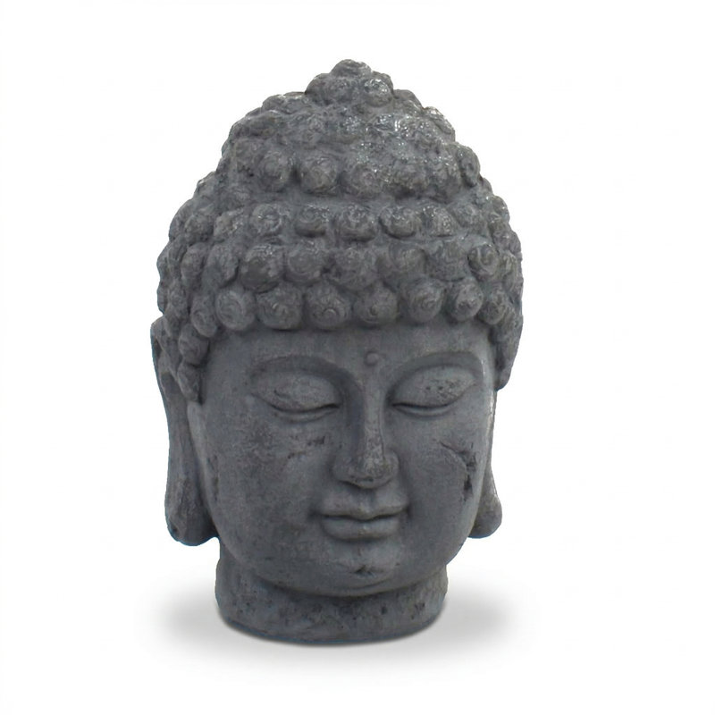 BUDDHA Head 42cm Grey Charcoal Effect