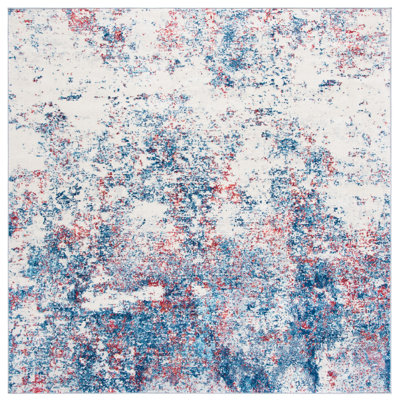Tapis abstrait gris clair / bleu N'Keal