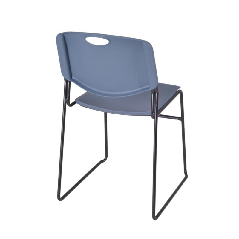 Plateau de table Kee, 4 chaises empilables Zeng, Érable / noir, Bleu, H 29 po x l 42 po x P 42 po