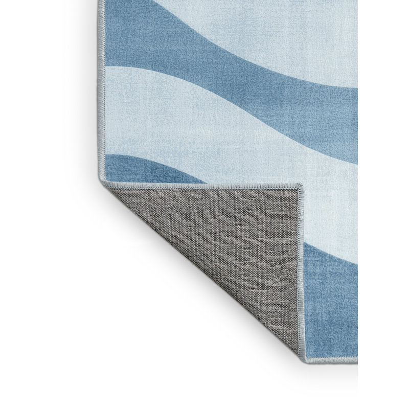 Machine Washable Pavla Modern Rug in Blue – SkyBlue Binding, 6' Square