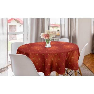 Ambesonne Floral Round Tablecloth, Warm Toned Blossoms With Dotted Swirly Lines In Baroque Rococo Effects Design, Circle Table Cloth Cover For Dining -  East Urban Home, D091D37126B04B0C89D4E2FAF6200AE2