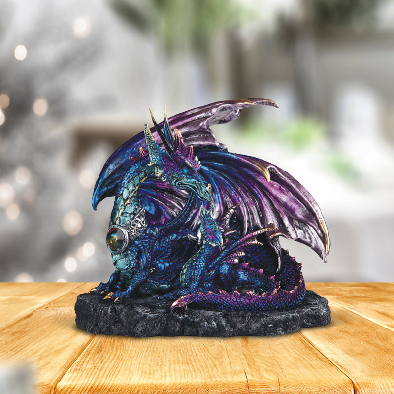 Figurine l 7 po avec dragon bleu et mauve