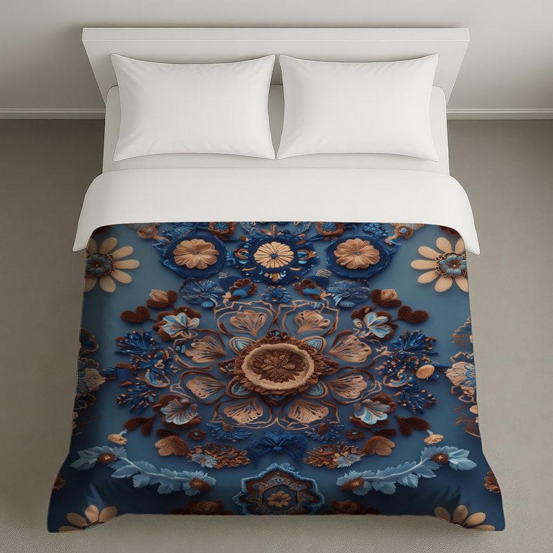 Housses de couette à broderie florale complexe, Lit simple