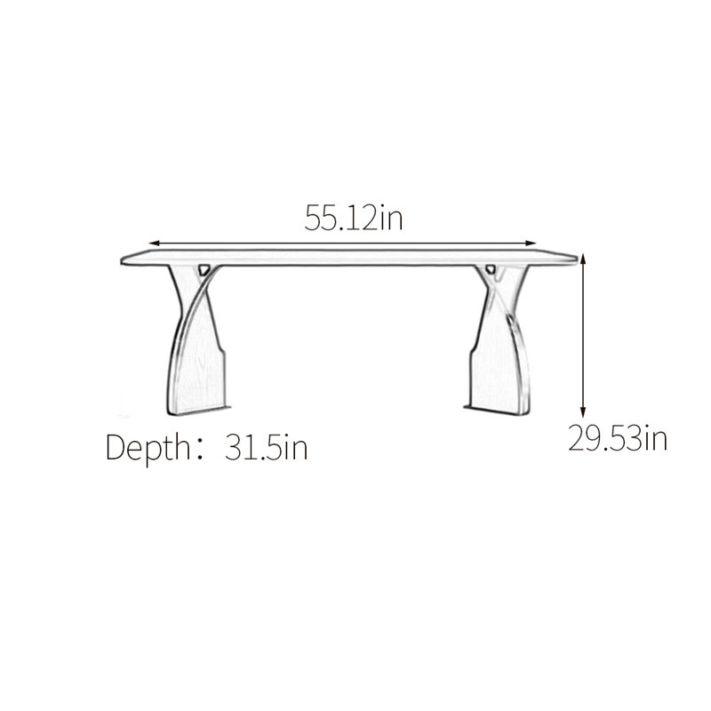 Table de salle à manger Artistic, H 29,53 po x L 55,12 po x l 31,5 po, Gris
