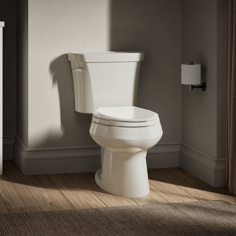 Wellworth Two-piece elongated toilet, 1.28 gpf, Biscuit, Left-Hand