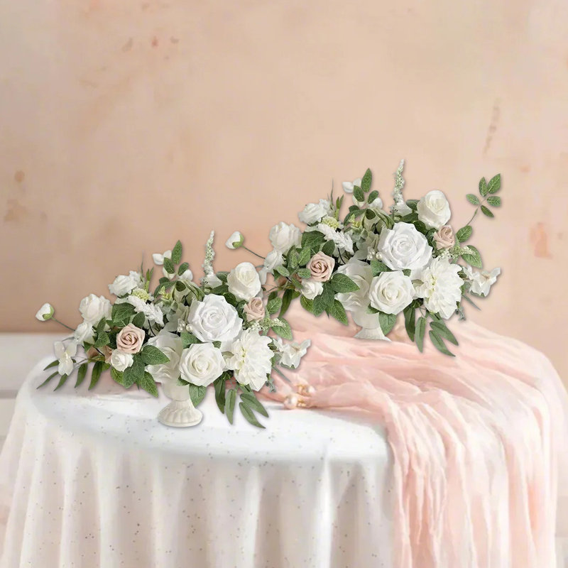 2 pièces fleurs de centre de table de mariage rose, décor de mariage de fleurs artificielles pour la réception de table, bureau de table, manteau de cheminée, allée, fausses fleurs, décorations de mariage pour la Saint-Valentin (sans vase)