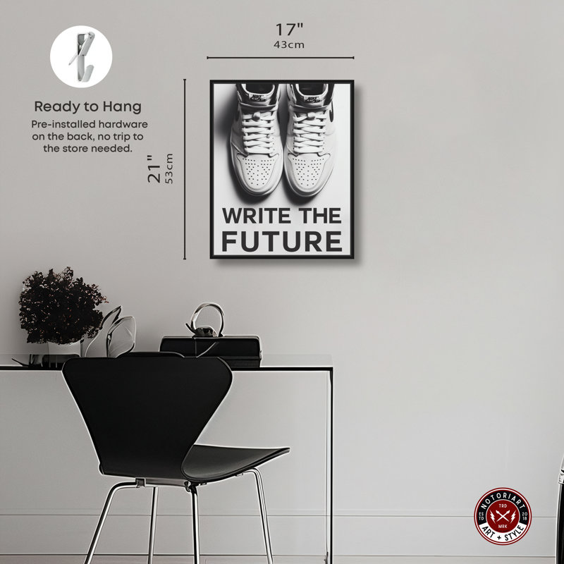 «Writer le futur» par Notoriart, H 21 po x l 17 po, Cadre noir