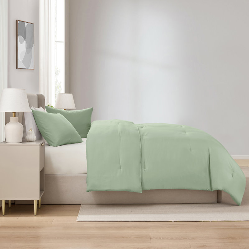  soft microfiber 3 piece comforter set with pillow shams, Sage Green, Queen Comforter + 2 Standard Shams
