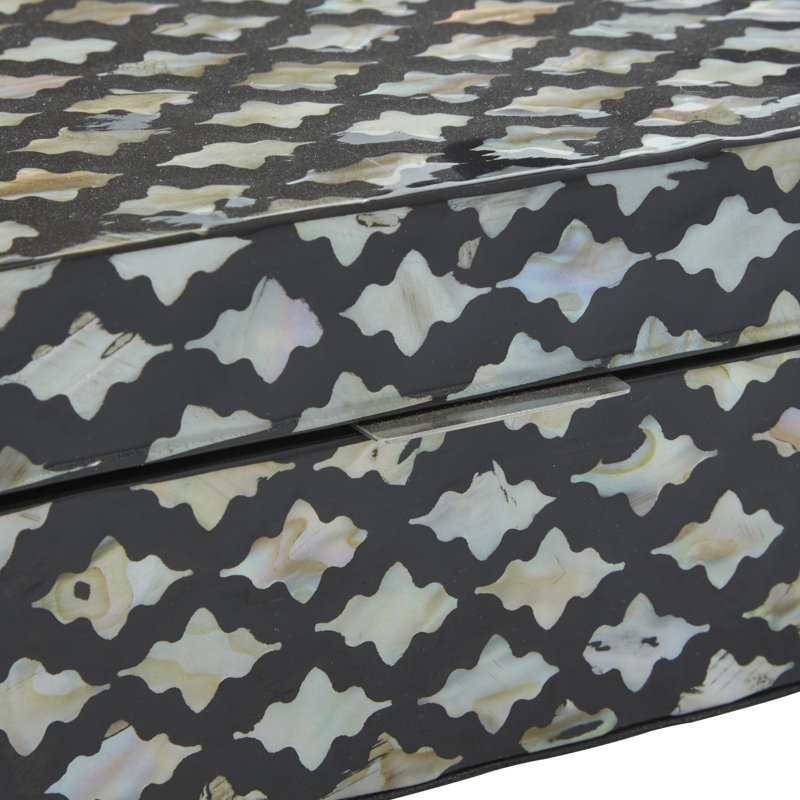 2 Piece Handmade Decorative Box Set, Black/Stained White