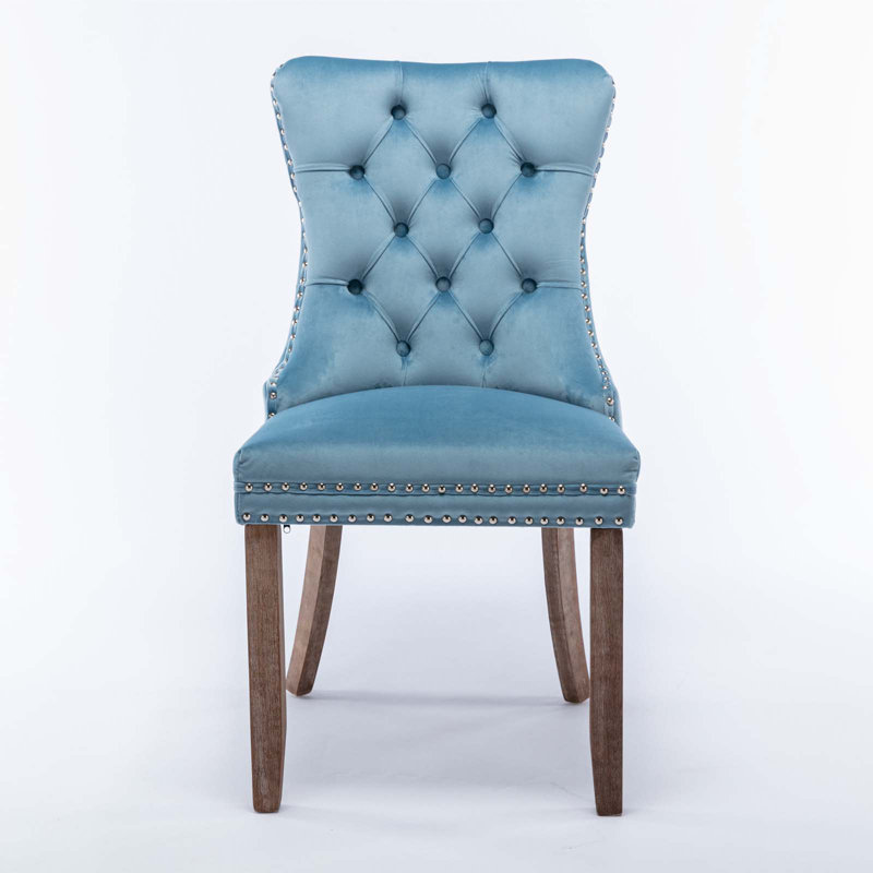 Chaise d'appoint rembourrée Gaudet Fulkerson, Bleu clair, Brun
