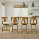 Beckett Counter Height Or Bar Height Rubberwood Barstool With Fabric Seat - Set Of 4