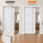 Sliding Closet Door with White Frame, White Wood-Grain & Mirror 4-Panel Design, Track & Hardware Included-136089244