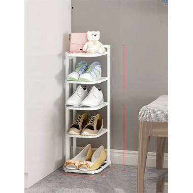 Small Narrow Dustproof 5 Pair Shoe Rack Rebrilliant Finish: White