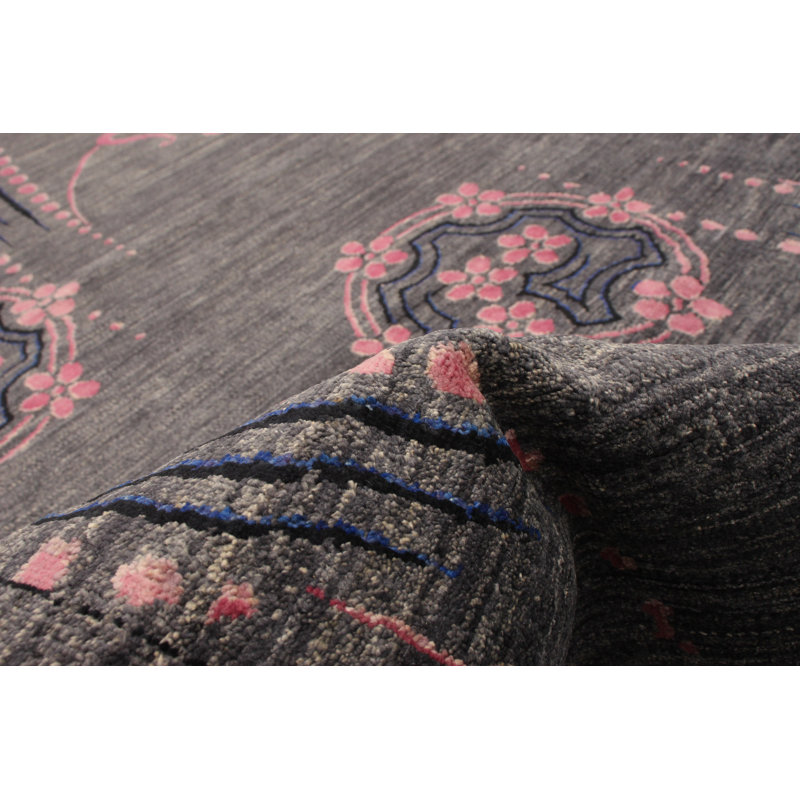 Tapis décoratif en laine de conception unique 8 pi 1 po x 10 pi 5 po Derhonda noué à la main New Age