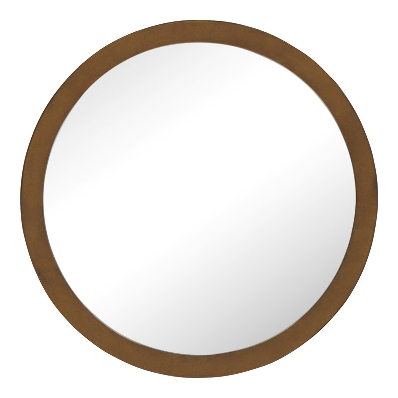 Tabatha Wood Round Mirror, 40cm H x 40cm W, Bronze
