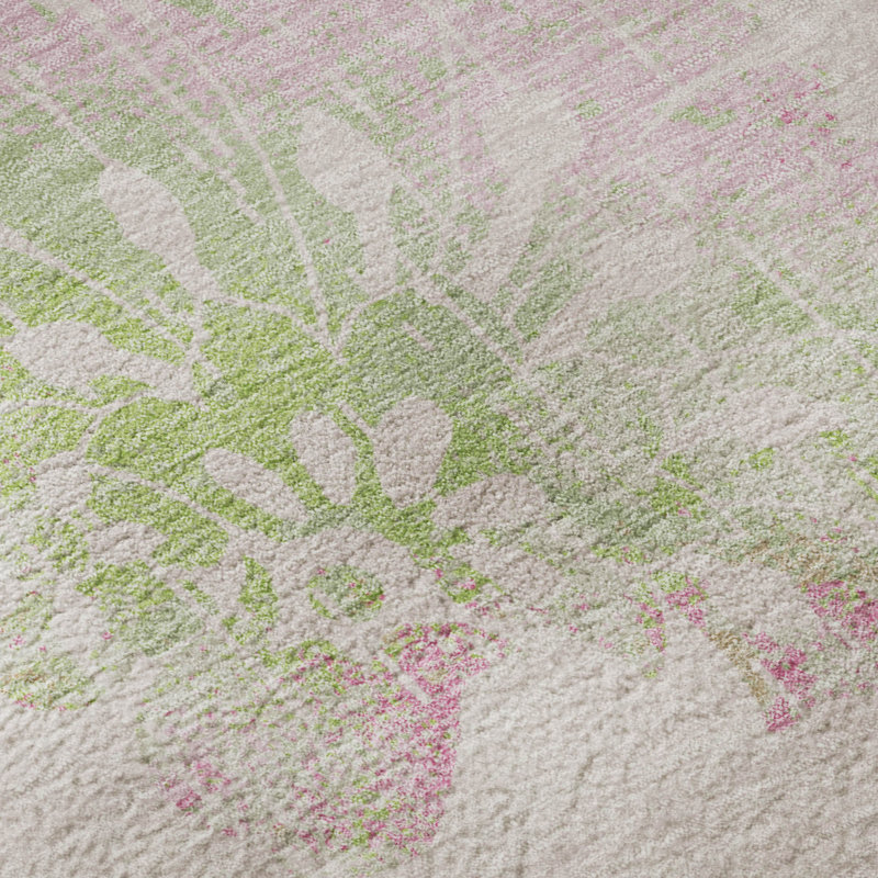 Tapis rose Prisco lavable à la machine de qualité supérieure, Rectangle 10 pi x 14 pi