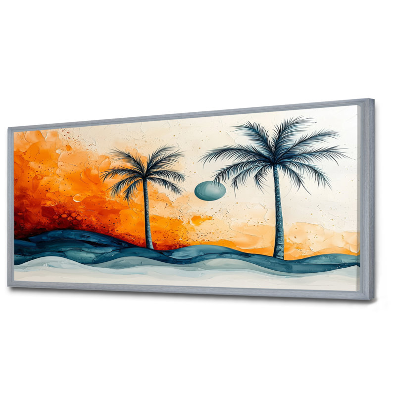 Conjetta, désert, fleur du lever du soleil, couleurs Plam Trees I - palmiers et palmiers, art mural, Argent argent