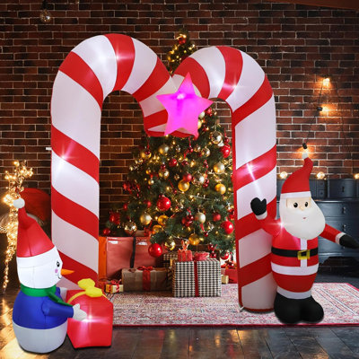 Canapé gonflable extérieur arqué de 10 pi avec lumières DEL pour décoration de fête de Noël, décoration de jardin d'hiver